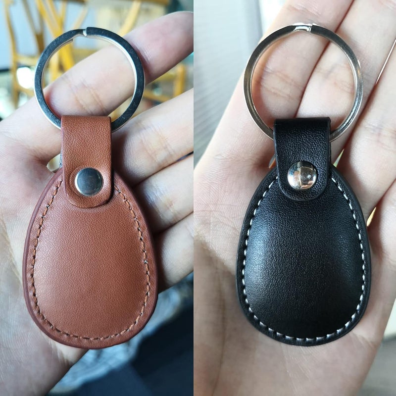 hecere Genuine Leather RFID Key Fob Tag Proximity ID T5577 Programmable Rewritable for Access Control 1pcs/lot(Black ID Keychain, Oval) - Image 4